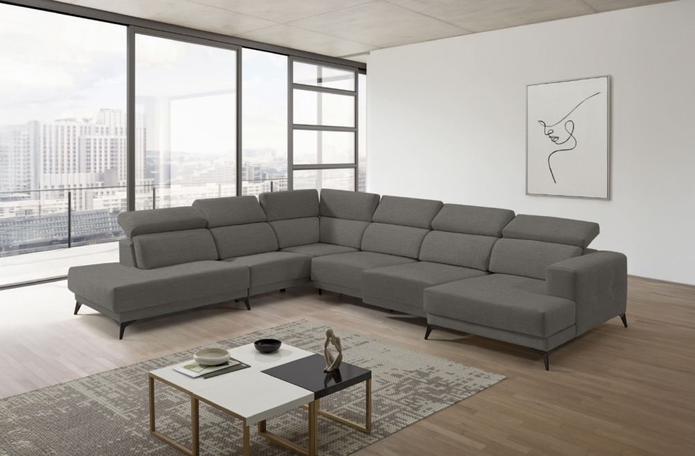 Sofá chaise longue terminal de tela Agnes de StyleKomfort - principal