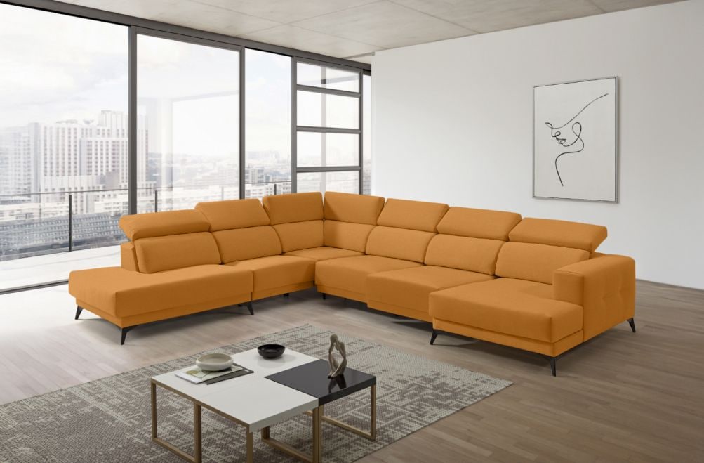 Sofá chaise longue terminal de tela Agnes de StyleKomfort - principal