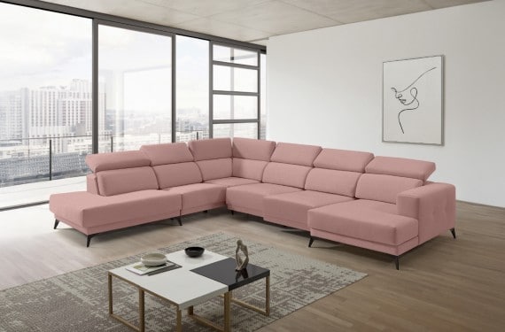 Sofá chaise longue terminal de tela Agnes de StyleKomfort - principal
