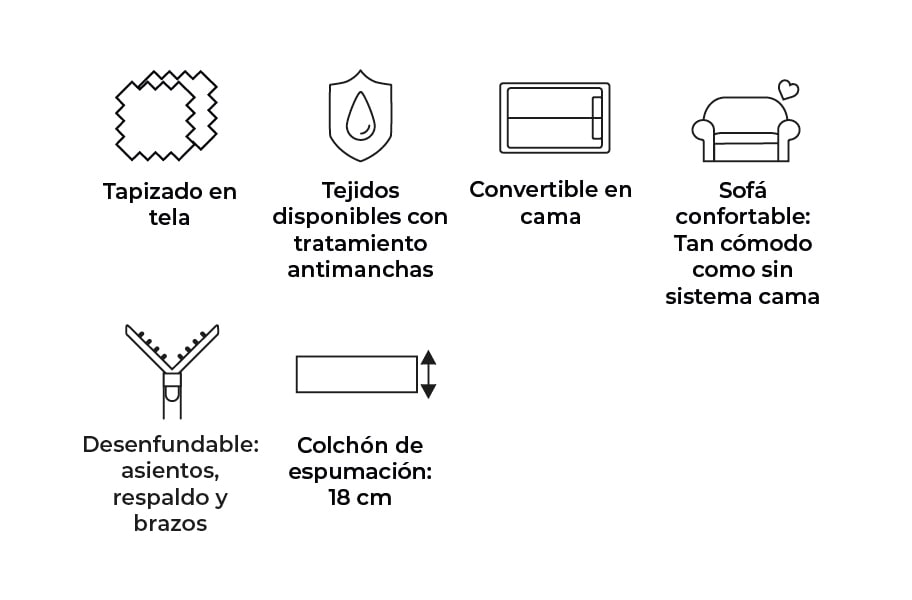 Sofá cama de tela Balear de HOME - principal
